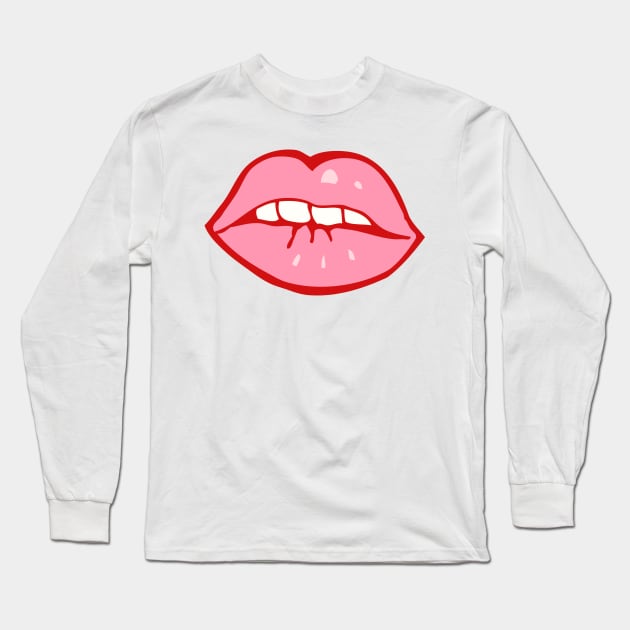 Pink Lips Long Sleeve T-Shirt by OzInke